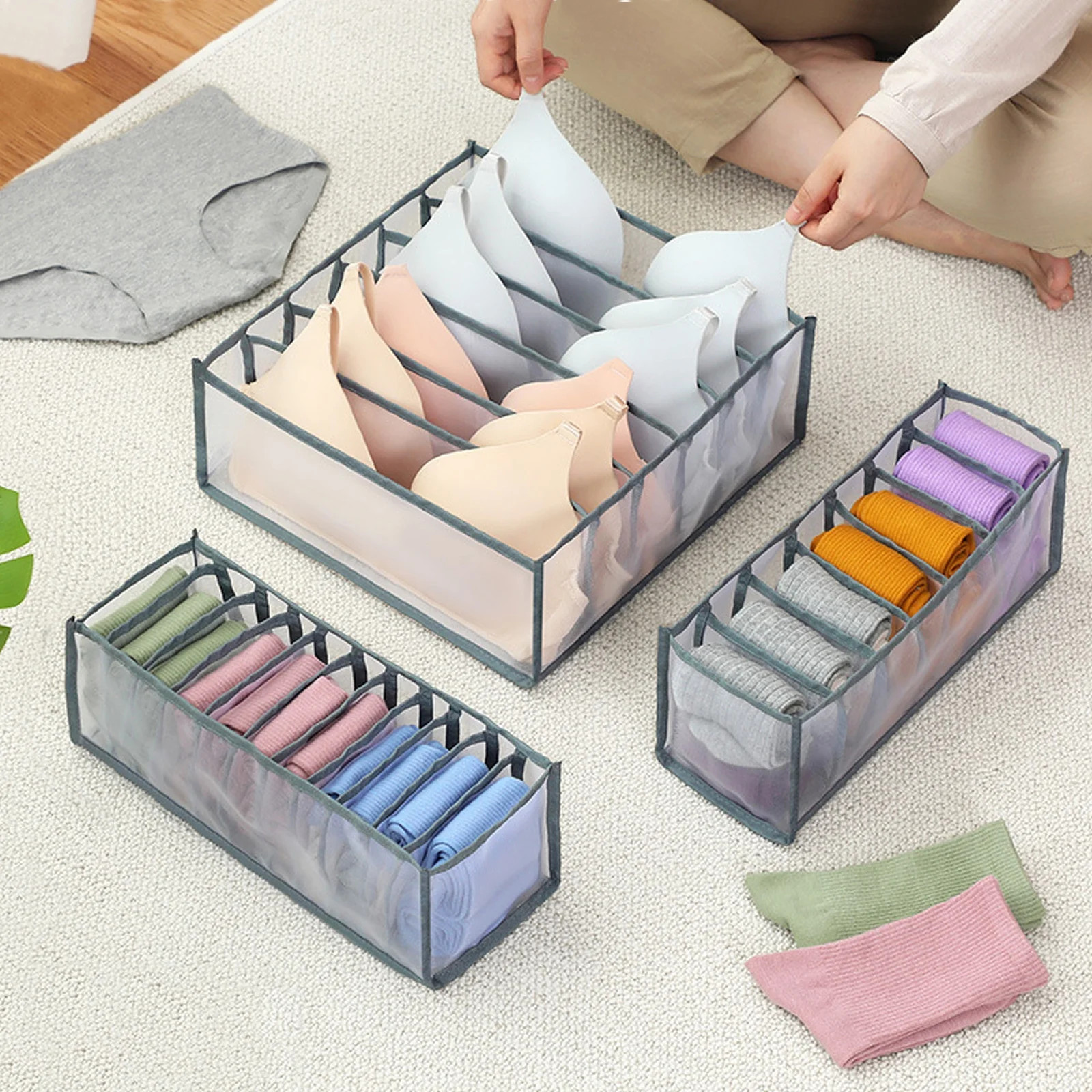 3 PCS Underwear Drawer Organizer Divider, Foldable Bra Organizer Closet Dividers, Underwear Stora... | Walmart (US)
