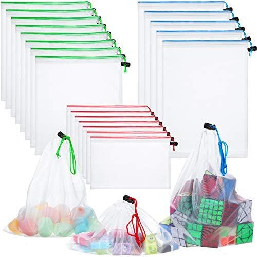 Toy Storage Organization Mesh Bags 20 Pieces Mesh Organizer Bags Washable Reusable Mesh Produce Bags | Amazon (US)