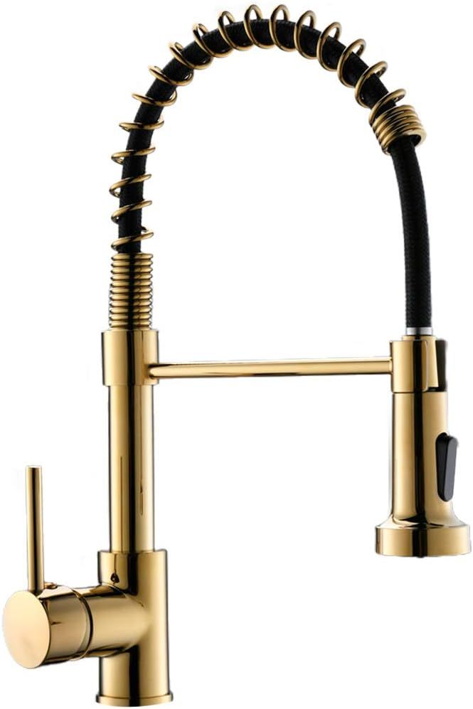 Fapully Gold Kitchen Faucet with Sprayer,Pull Down Single Handle Kitchen Sink Faucet | Amazon (US)