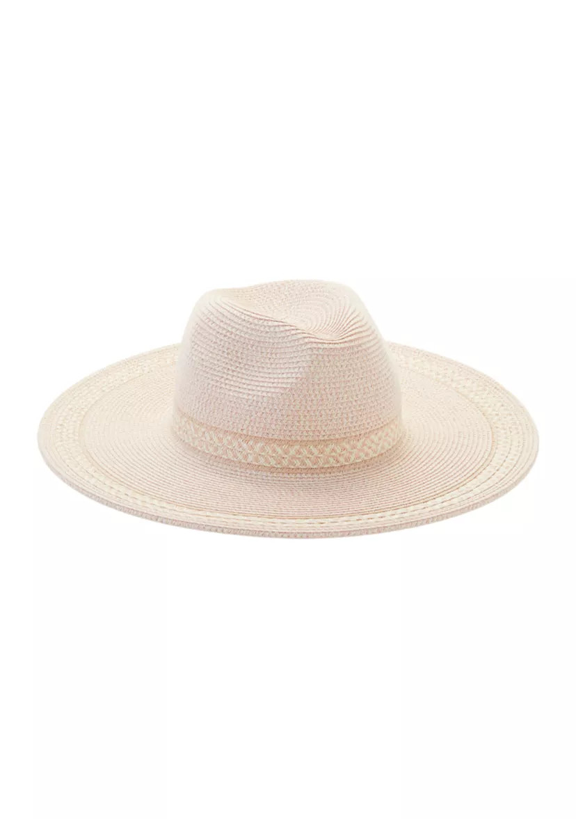 Mixed Straw Down Brim Fedora | Belk