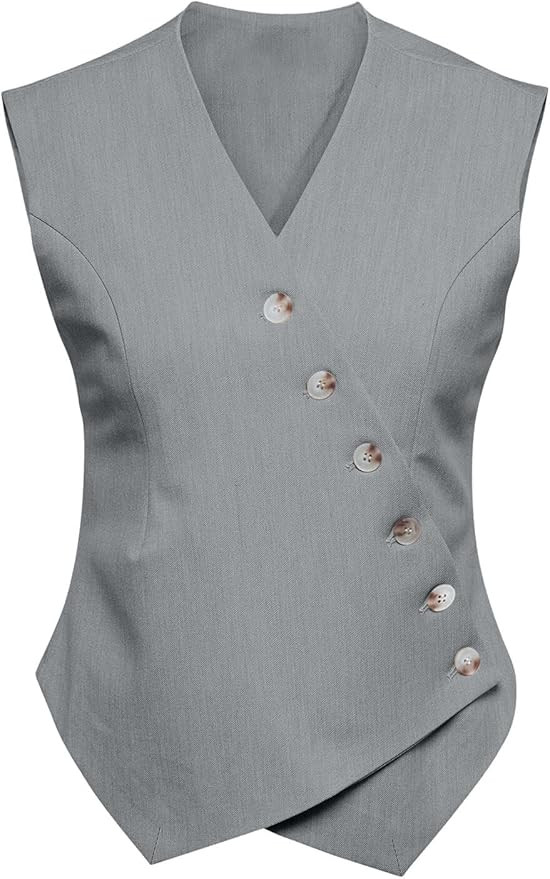 Cicy Bell Womens Waistcoat Vest Sleeveless Blazers V Neck Button Up Asymmetrical Hem Work Office ... | Amazon (US)