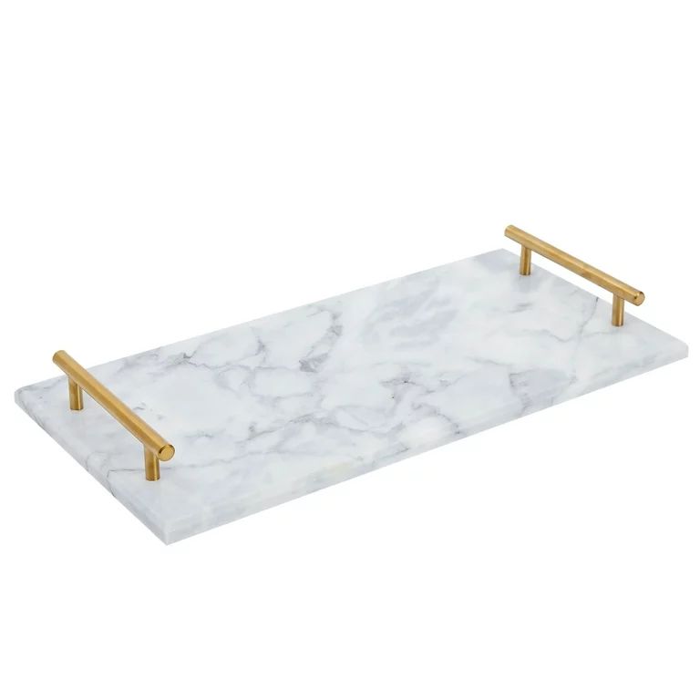 Marble Serving Tray with Gold Handles for Coffee Table, Kitchen (Rectangle, 15x7.5 in) | Walmart (US)
