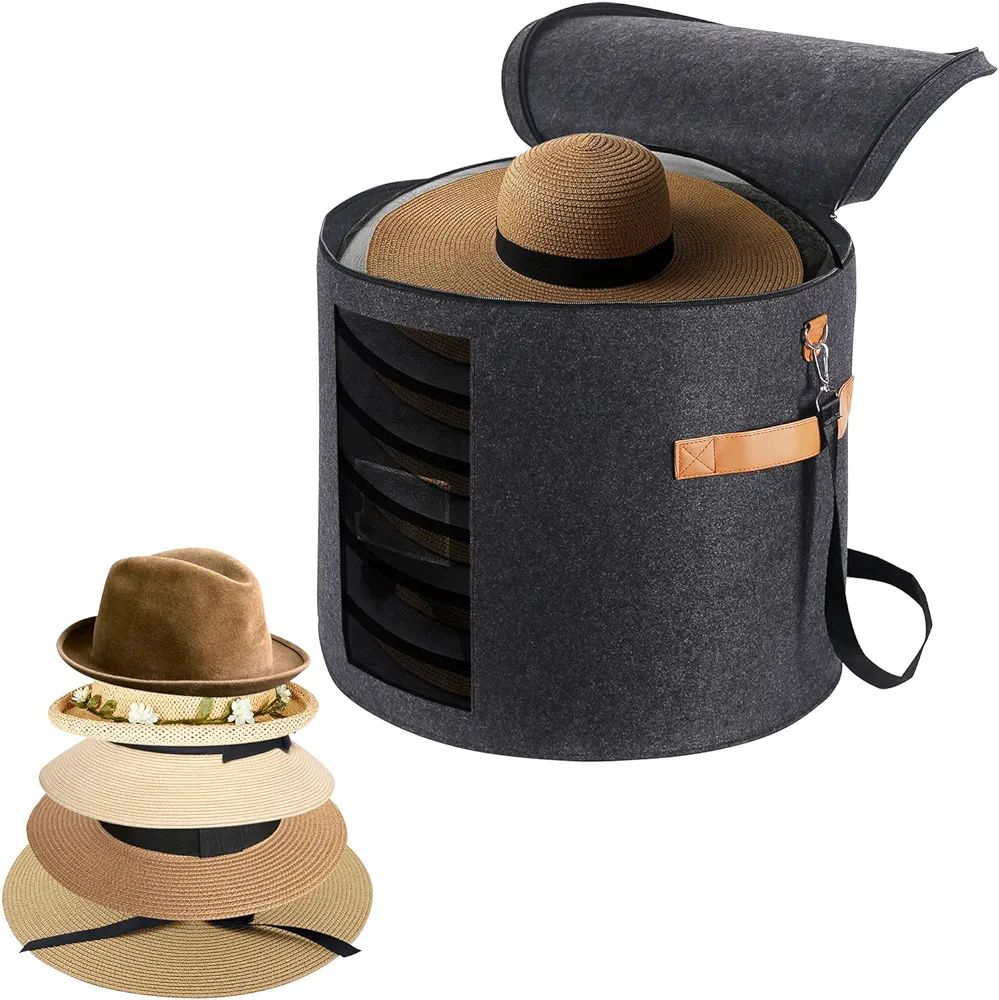 Large Hat Storage Box 19'' Hat Box for Large Hats, Hat Boxes for Women Storage Large Round Hat Bo... | Amazon (US)