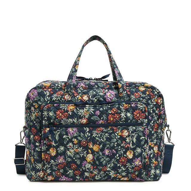 Vera Bradley Women's Cotton Grand Weekender Travel Bag Fresh-Cut Floral Green | Walmart (US)