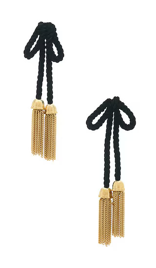 Velvet Bow Tassel Earrings in Jet | Revolve Clothing (Global)