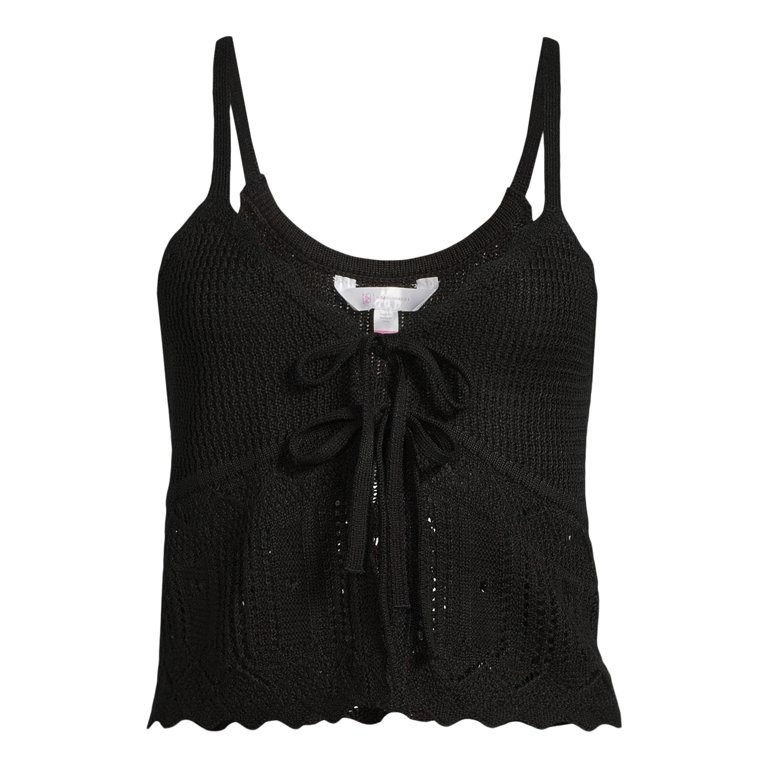 No Boundaries Juniors’ Tie Front Crochet Vest, Sizes XS-XXXL | Walmart (US)