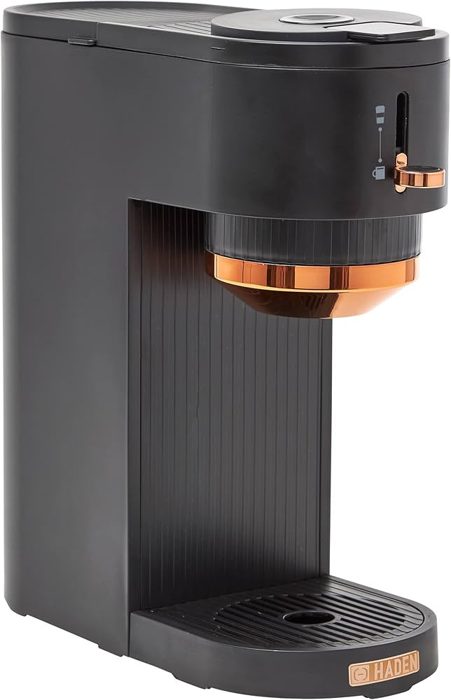 HADEN 75107 Single Serve Coffee Machine for Single Serve Pods and Ground Coffee in Black/Copper | Amazon (US)