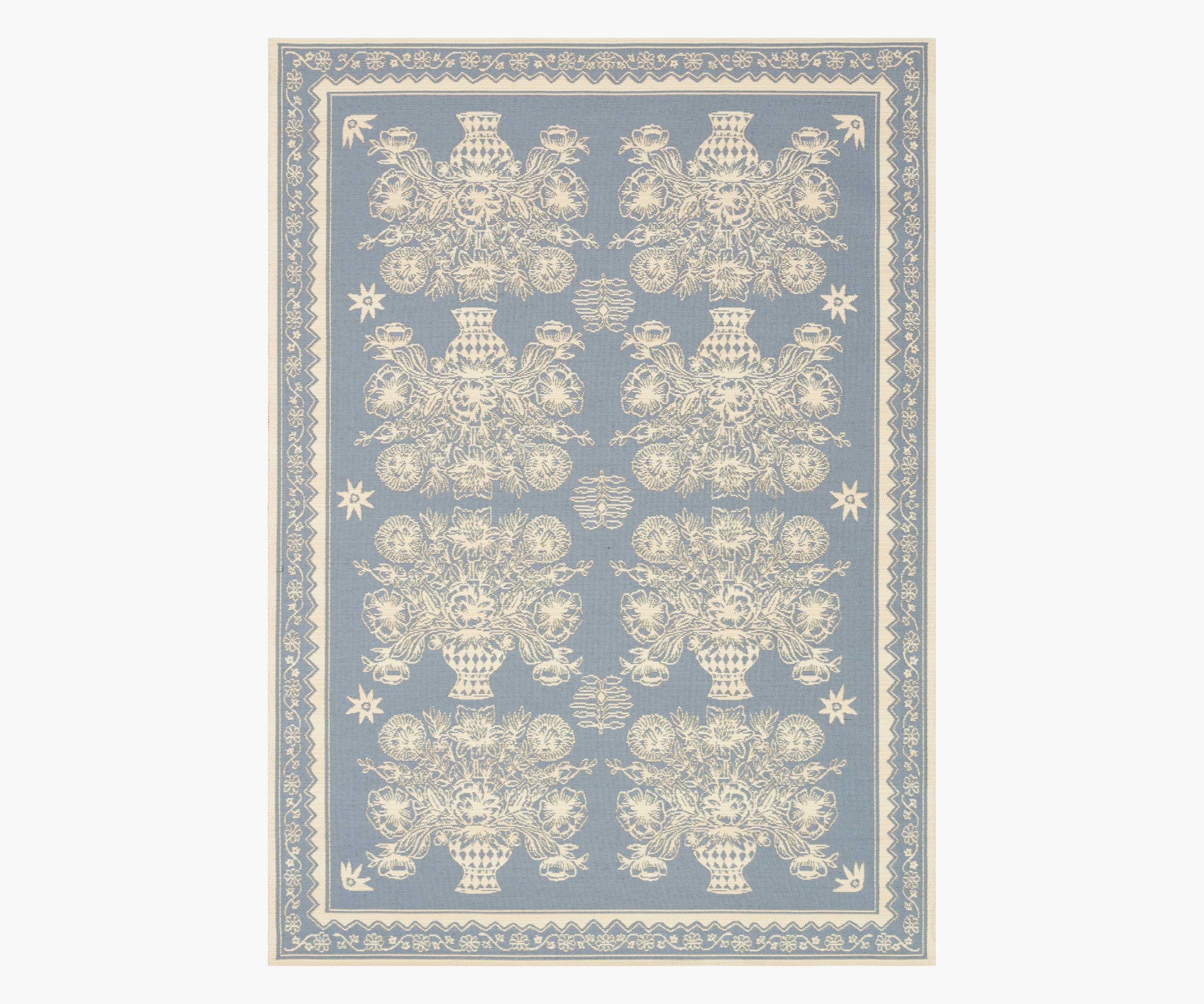 Vase Jacquard Dusty Blue Rug | Rifle Paper Co.