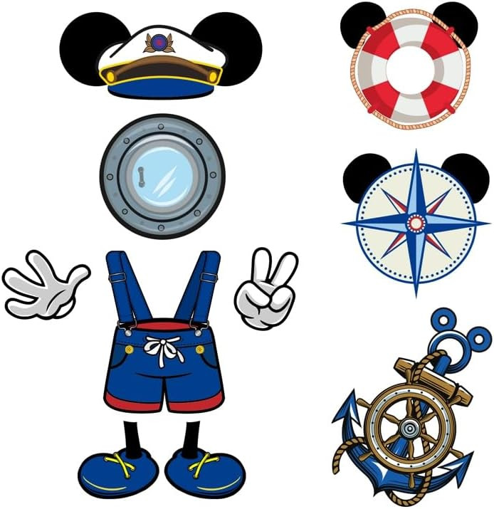 10 Pcs Large Cruise Door Magnet Stickers, Cute Mouse Captain Sea Navigation Car Cruise Door Decor... | Amazon (US)