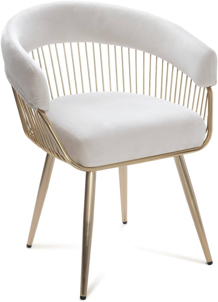 Milliard Wire Frame Dining Chair, Upholstered Easy Clean Velvet, Gold Accent Chair (Ivory) | Amazon (US)