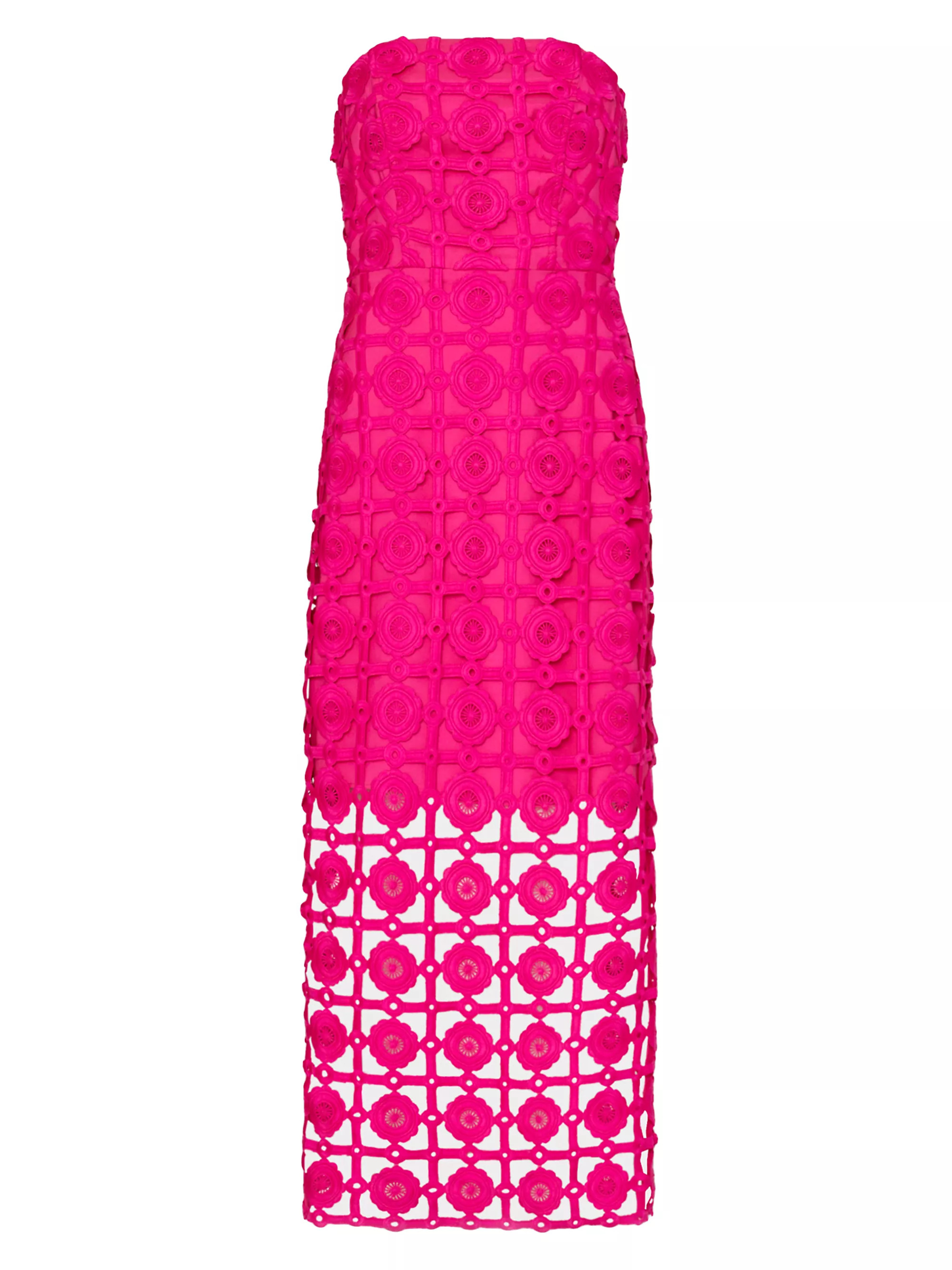 Kait Strapless Tiled Lace Midi-Dress | Saks Fifth Avenue
