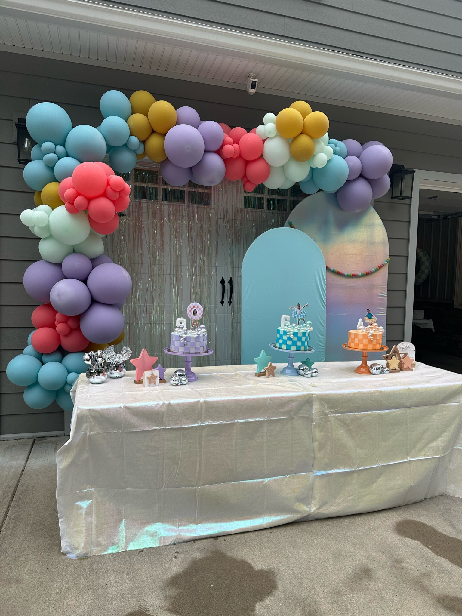 Cake back drop 
Arches
Party arch decor
Wedding arch
Wedding arch cover
Iridescent decor

#LTKParties