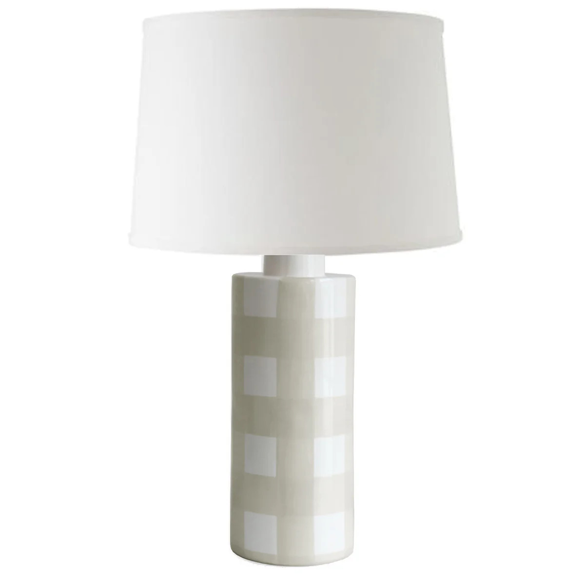 Beige Gingham Column Lamp | Ruby Clay Company