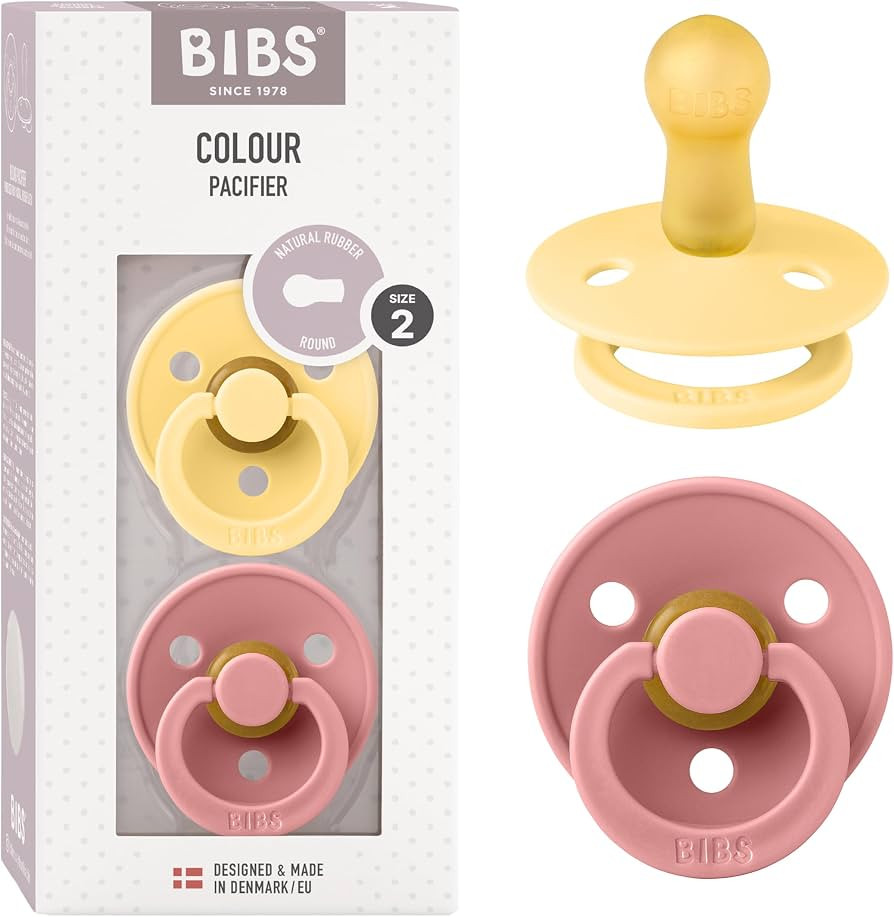 BIBS Pacifiers | Natural Rubber Baby Pacifier | Set of 2 BPA-Free Soothers | Made in Denmark | Pa... | Amazon (US)