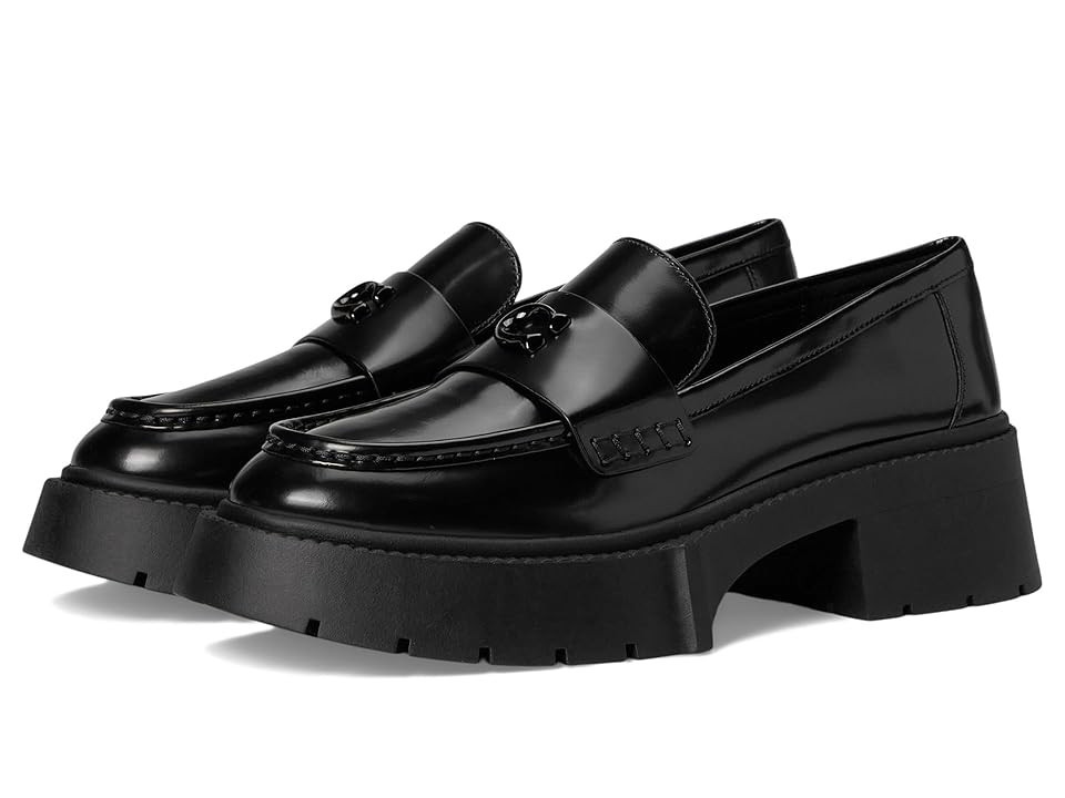 COACH Leah Platform Loafers Women's Flat Shoes Black : 7.5 M, Leather/Rubber | Zappos