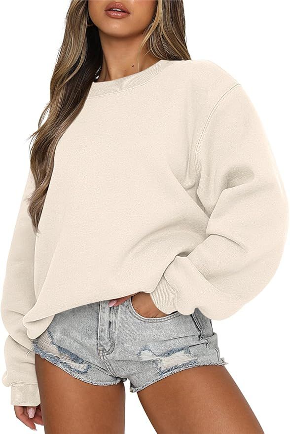 ANRABESS Women's Long Sleeve Sweatshirt Casual Crewneck Loose Fit Pullover Hoodie Fleece Fall Top... | Amazon (US)