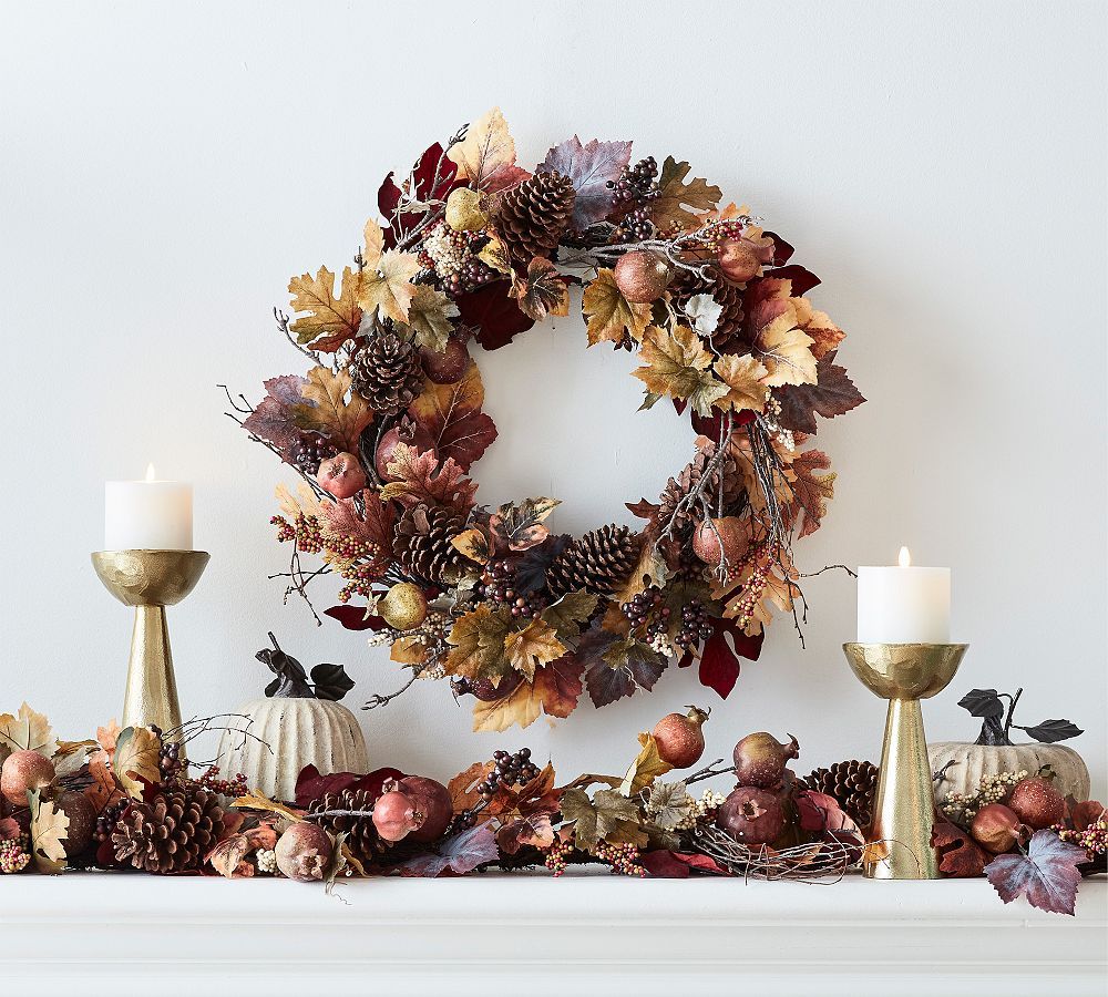 Faux Pomegranate & Pinecone Wreath & Garland | Pottery Barn (US)