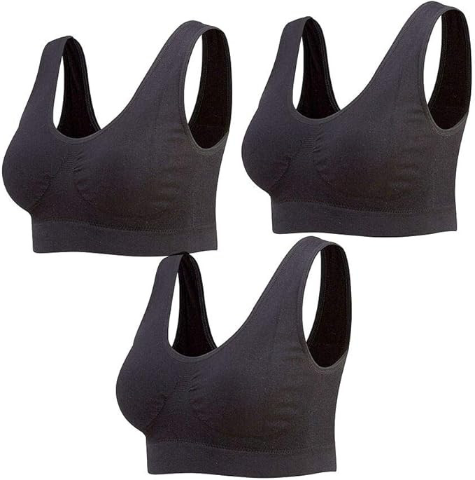 Lemef 3-Pack Seamless Sports Bra Wirefree Yoga Bra with Removable Pads for Women | Amazon (UK)