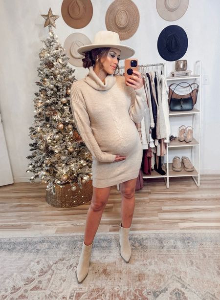Cute and comfy neutral cable knit sweater dress. Use code ASHLEYBF40 for 40% off until Wednesday! 

Fall outfit 
Winter outfit 
Bump style 
Maternity 

#LTKsalealert #LTKbump #LTKCyberWeek