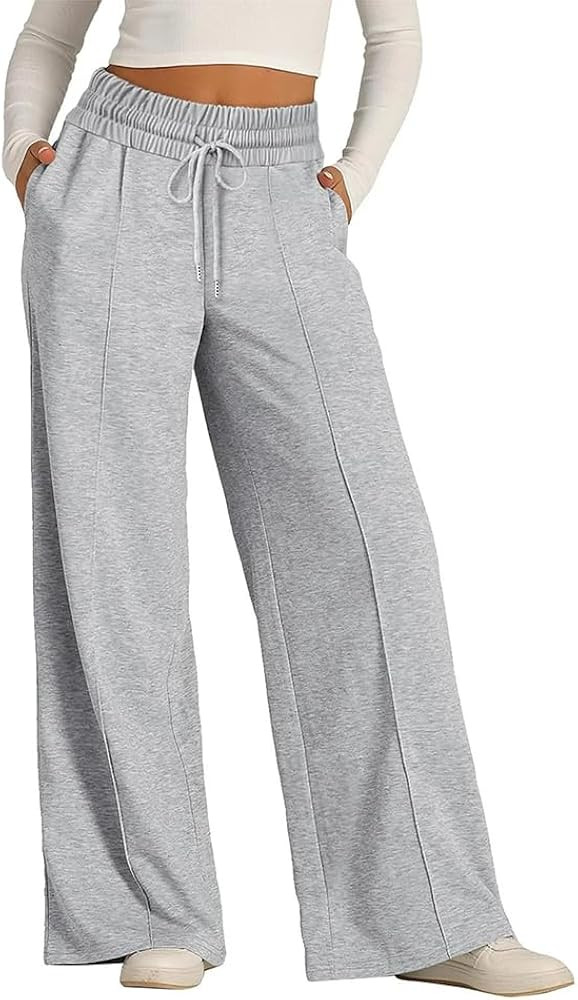 Amazon.com: Womens Wide Leg Sweatpants High Waisted Baggy Pants Fashion Drawstring Athletic Jogge... | Amazon (US)