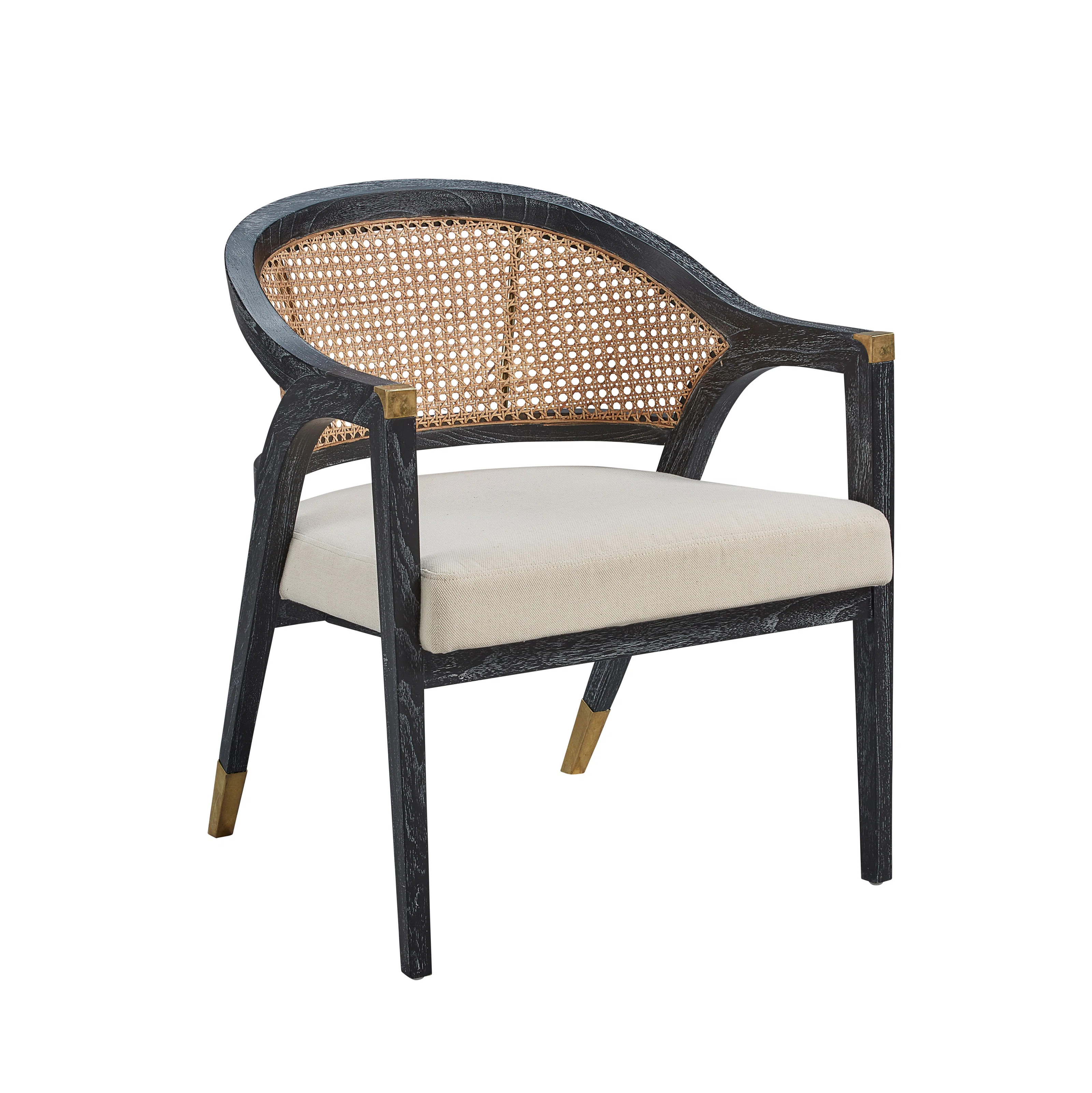 Furniture Classics Royce Cushioned Mahogany Accent Armchair With Brass Accents & Reviews | Perigo... | Perigold
