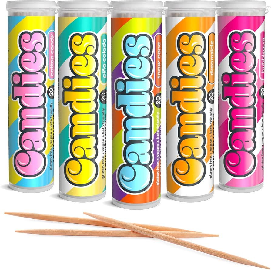Xero Picks Candies - Infused Flavored Toothpicks (Candies Variety, 5 Pack - 100 Picks) Bubblegum,... | Amazon (US)