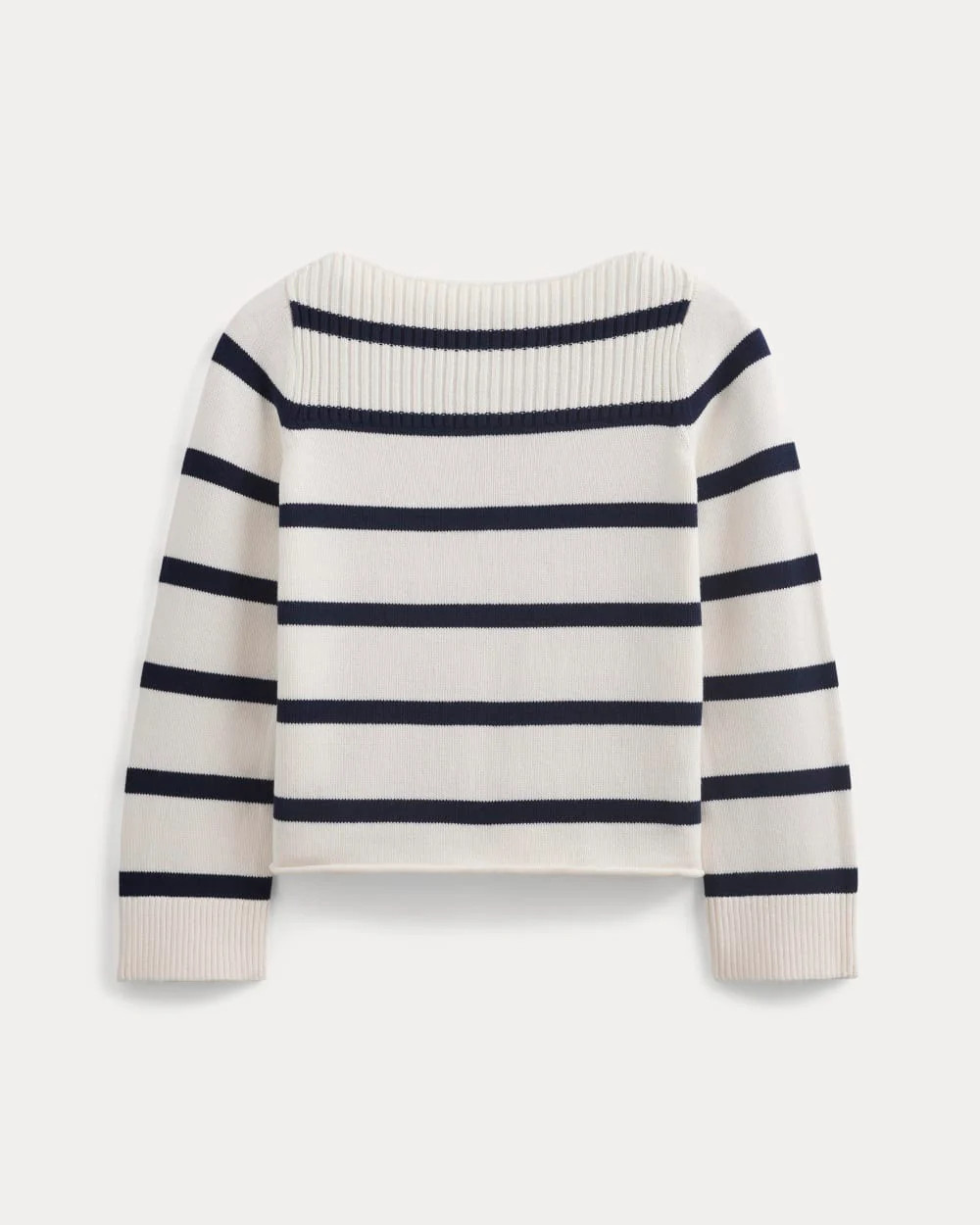 Striped Boatneck Sweater in Everyday Cotton | True Navy/Bone | Everlane