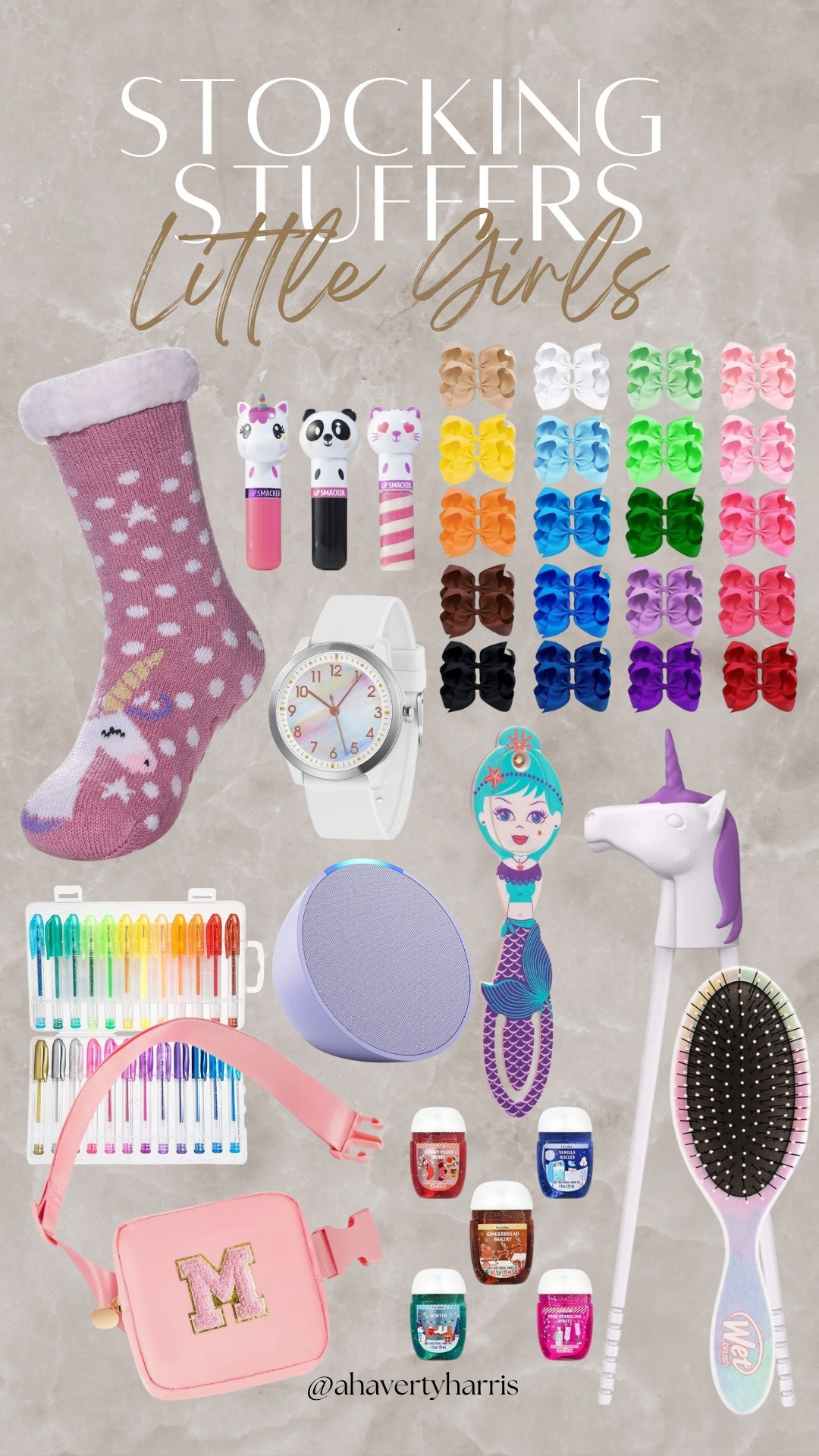 Little Girls Stocking Stuffers Gift Guide - no junk Amazon stocking stuffers that your little girl will actually use, including slipper socks,  bows,  analog watch, training chopsticks, book light, belt bag,  gel pens,  and more!

#LTKGiftGuide #LTKCyberWeek #LTKKids