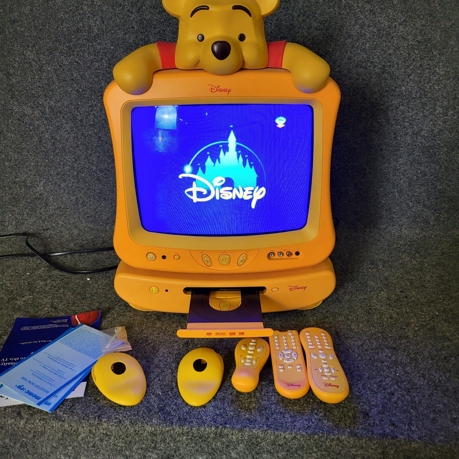Disney Winnie the Pooh 13" Yellow Color TV & DVD Player Set - with accessories  | eBay | eBay US