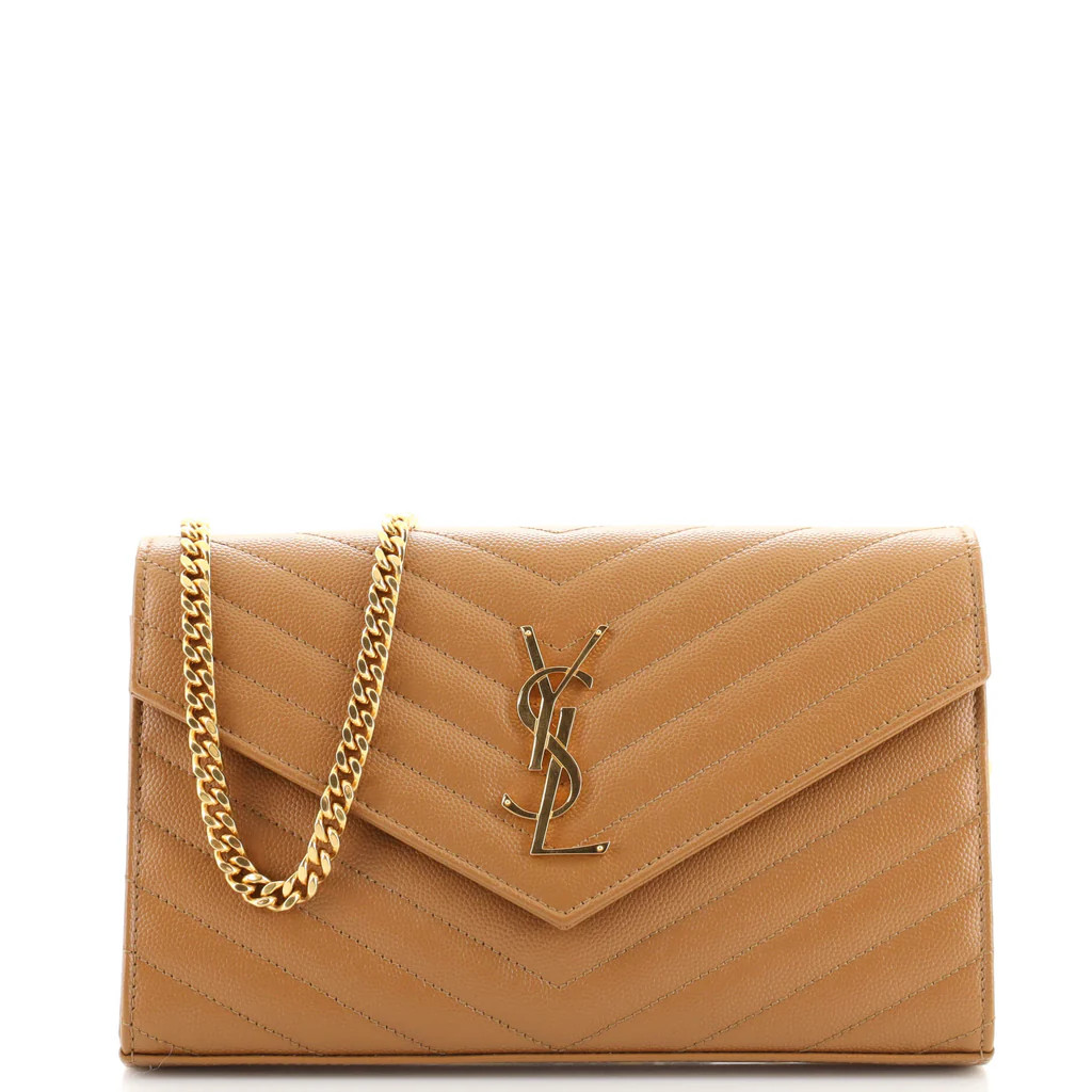 Classic Monogram Wallet on Chain Matelasse Chevron Leather Medium | Rebag
