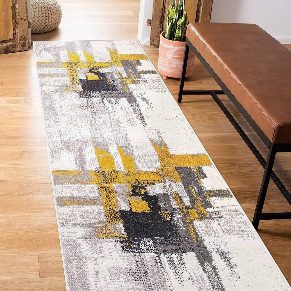 Rugshop Contemporary Modern Abstract Runner Rug 2' x 7' Gold | Amazon (US)
