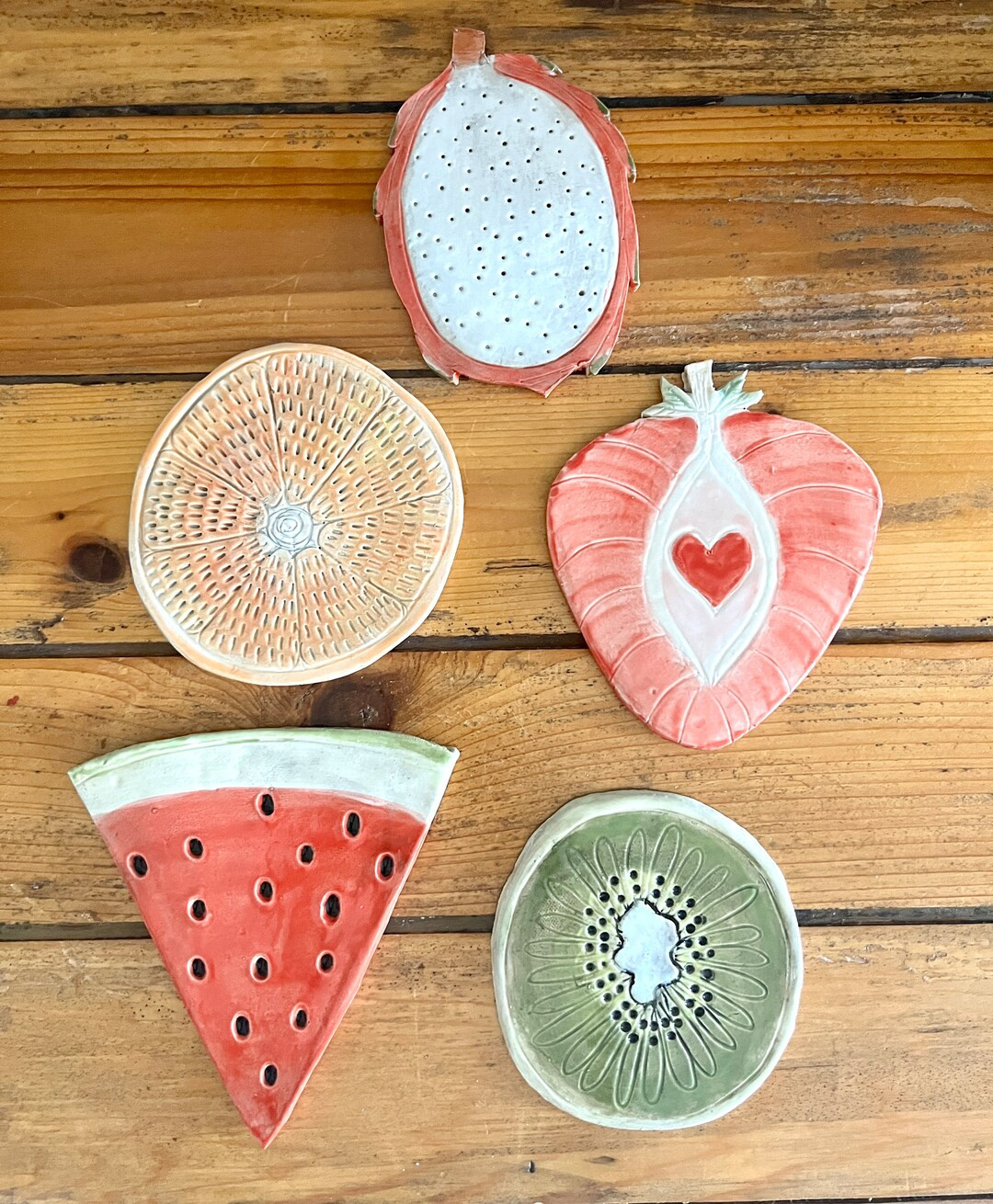 Handmade Ceramic Fruit Slice Art Coaster, Art Tile, Spoon Rest, Jewelry Dish, Candle Plate, Servi... | Etsy (US)