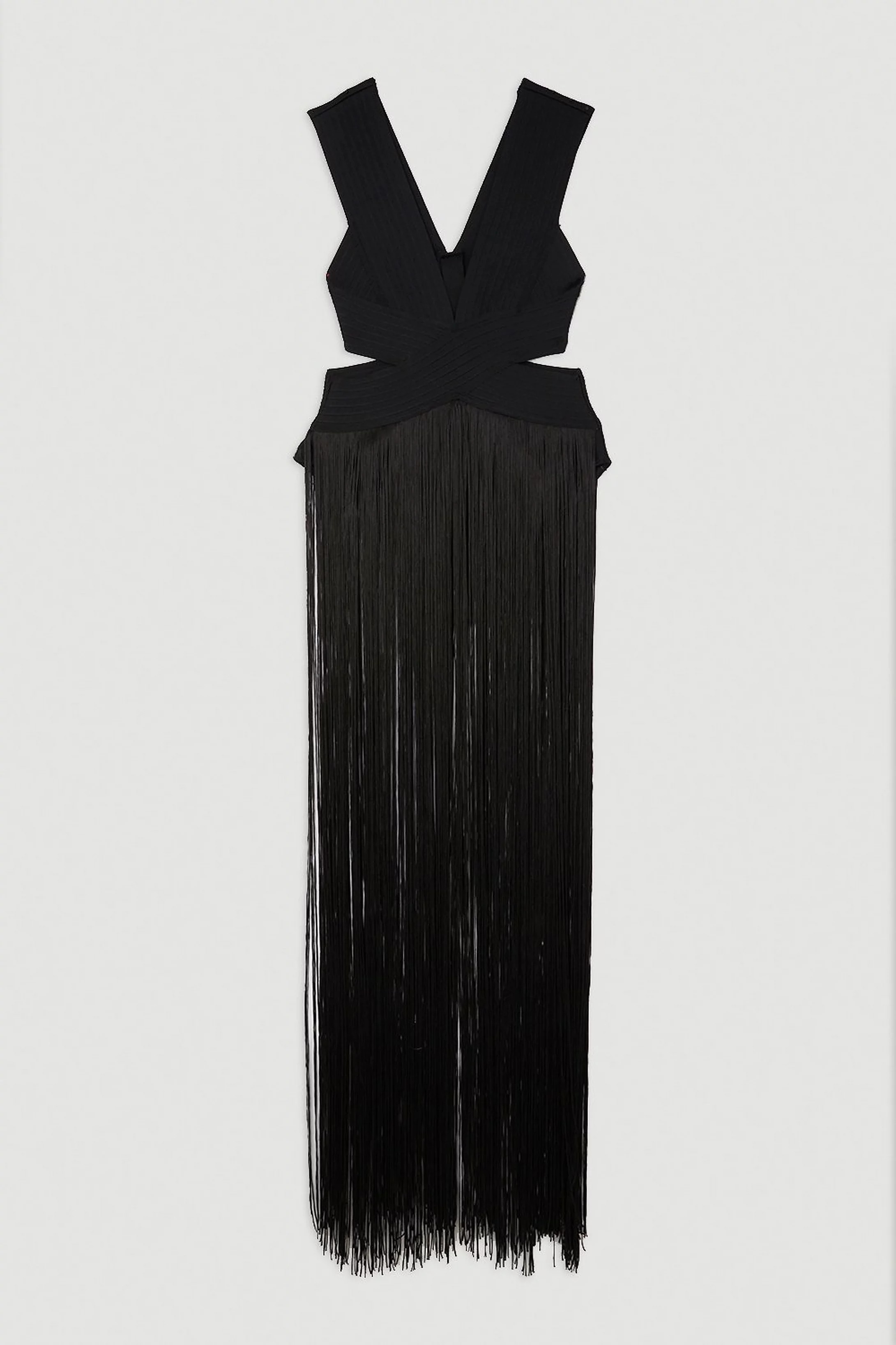 Bandage V Neck Cut Out Fringed Swimsuit | Karen Millen US