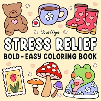 Stress Relief: Coloring Book for Adults and Kids, Bold and Easy, Simple and Big Designs for Relax... | Amazon (US)