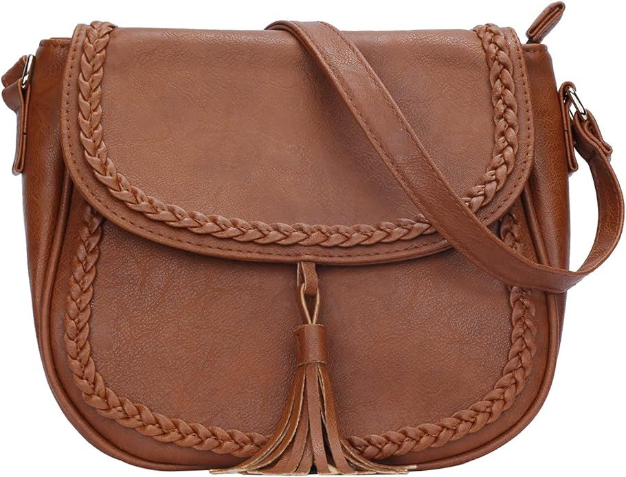 KKXIU Casual Flap Saddle Crossbody Bags for Women Purses and Handbags with Tassel | Amazon (US)