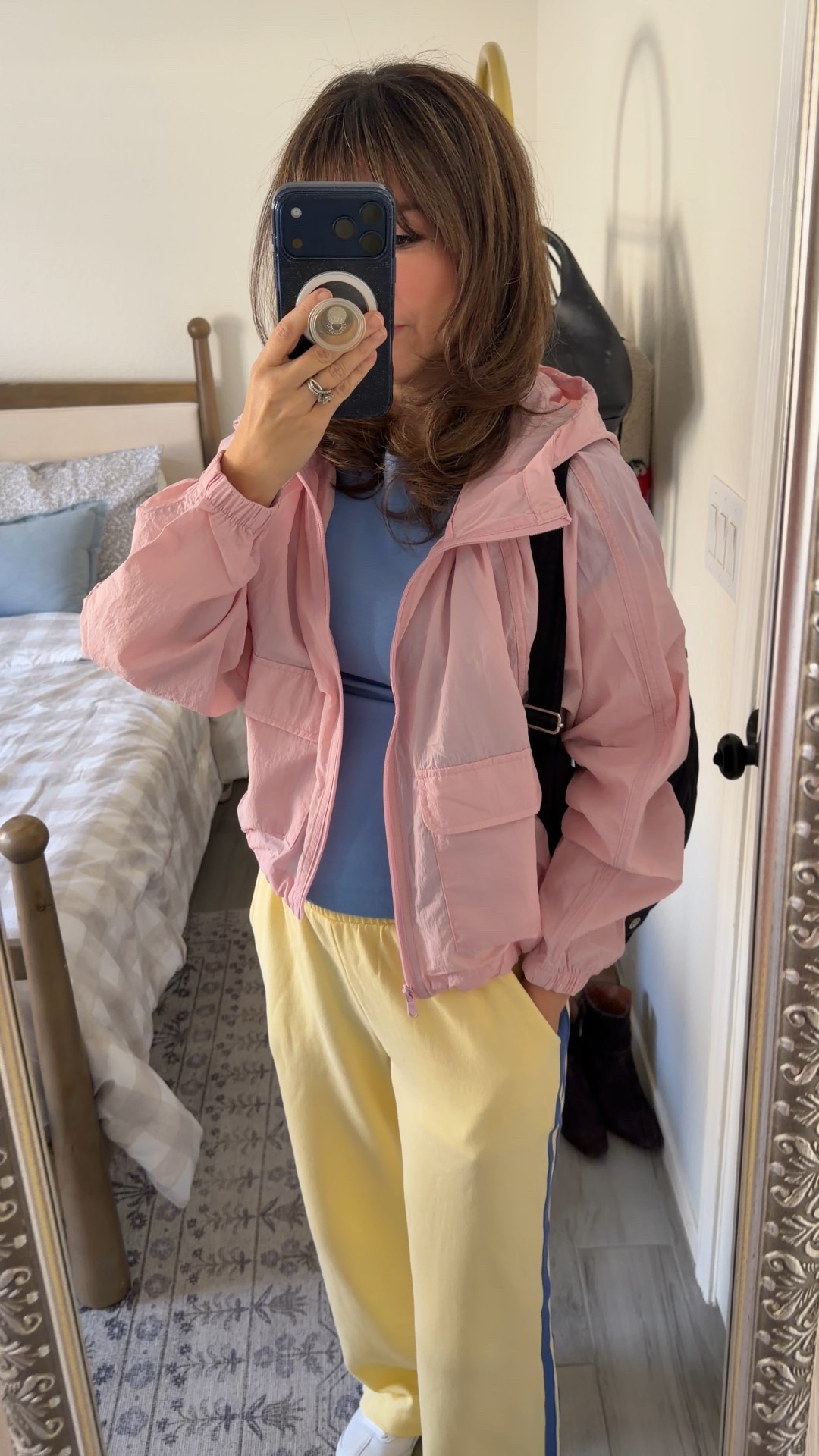 This is one of those outfits I reach for when I want comfort but still want to feel put together. The windbreaker adds just enough structure without feeling bulky, and the relaxed pants are easy, flattering, and wearable on repeat. Perfect for errands, travel days, or busy mom life.

Jacket XS 
Pants xsp
Top XS 


#LTKootd #LTKPetite