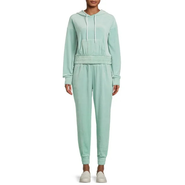No Boundaries Women's Juniors Velour Lounge Set, 2-Piece | Walmart (US)