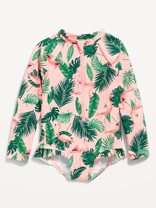 Matching Ruffle-Trim One-Piece Rashguard Swimsuit for Toddler Girls | Old Navy (CA)