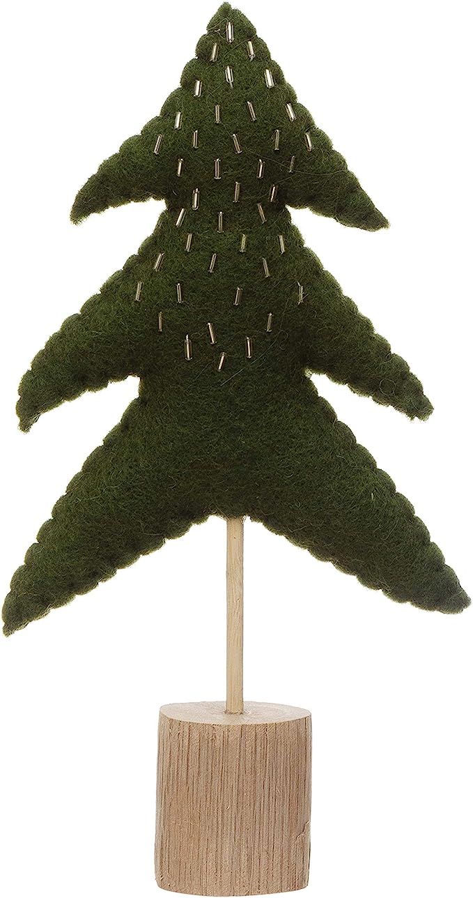 Creative Co-Op 5-1/2"L x 1-1/2"W x 10" H Wool Felt Tree w/White Embroidery, Green Figures and Fig... | Amazon (US)
