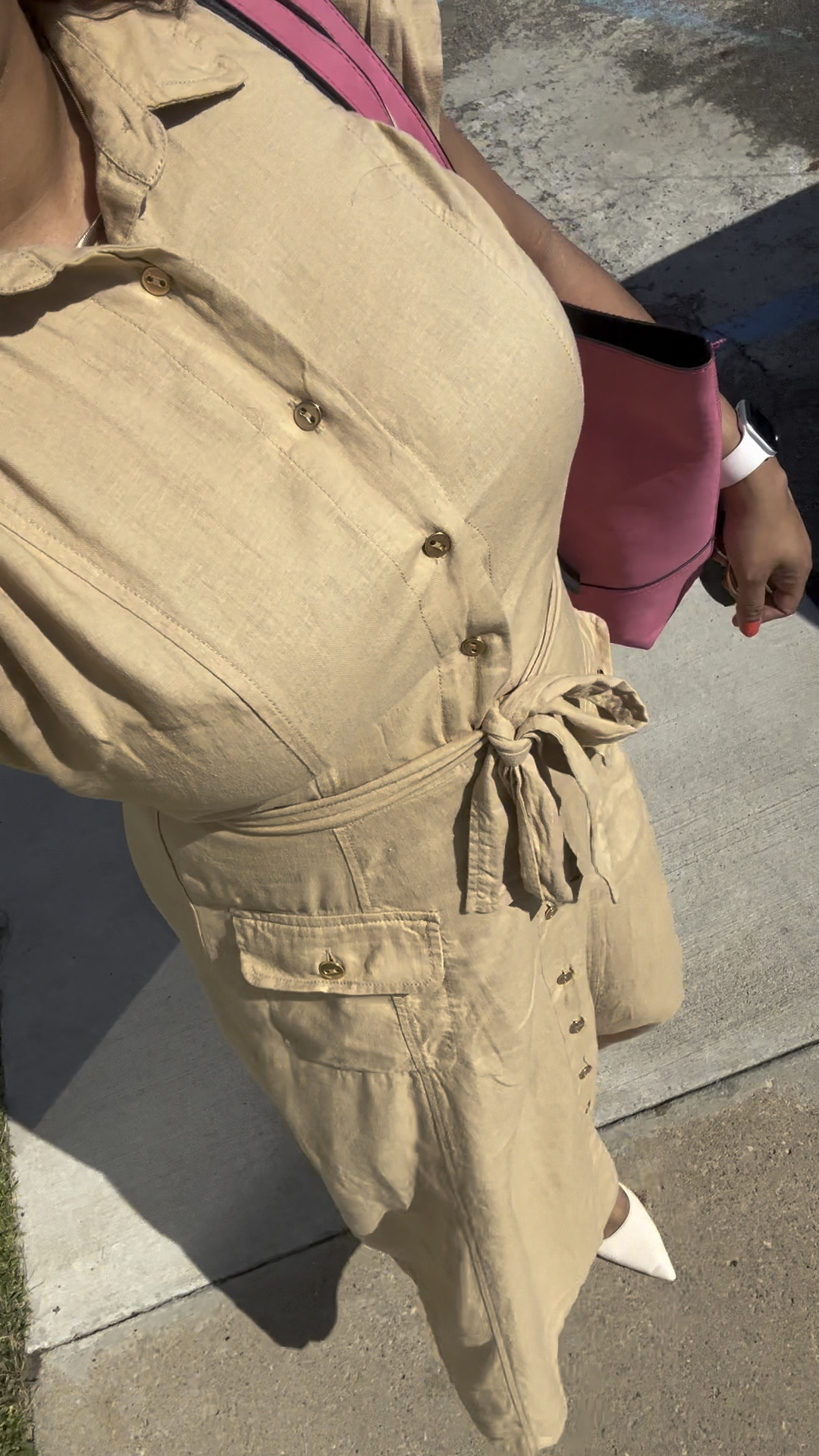 On my way to work, wearing this cute button down shirt dress. Soo cute and I got so many compliments with this dress. 

#LTKStyleTip #LTKSaleAlert #LTKSummerSales