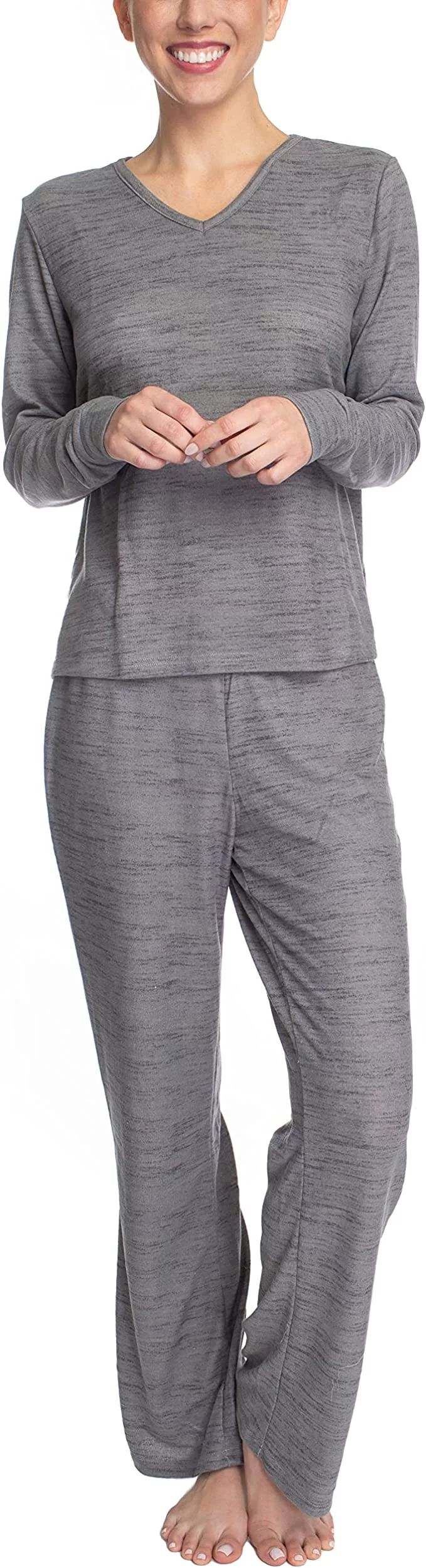 Goodnight Kiss Women's Max and Relax Butter Knit Lounge Wear Pajama Set, Gray, Large | Walmart (US)