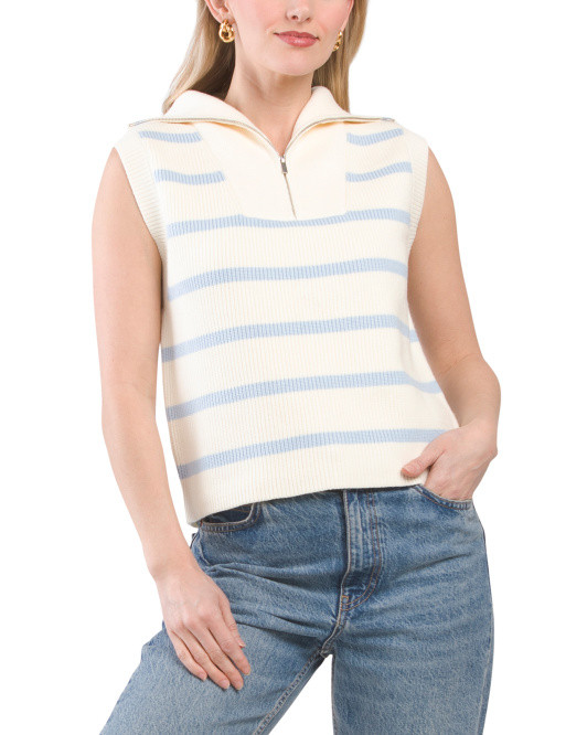 Striped Half-zip Knit Vest | TJ Maxx