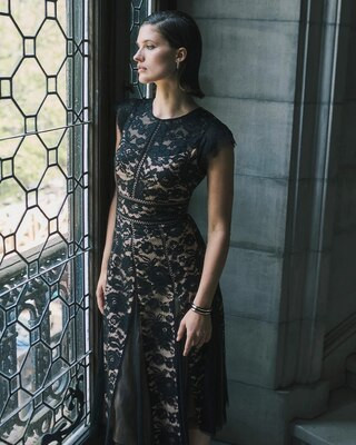 Cap Sleeve All Over Lace Godet Fit N Flare Dress | White House Black Market