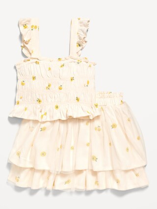Printed Sleeveless Smocked Top and Tulle Skirt Set for Toddler Girls | Old Navy (US)