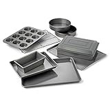 Calphalon Nonstick Bakeware Set, 10-Piece Set Includes Baking Sheet, Cookie Sheet, Cake Pans, Muf... | Amazon (US)