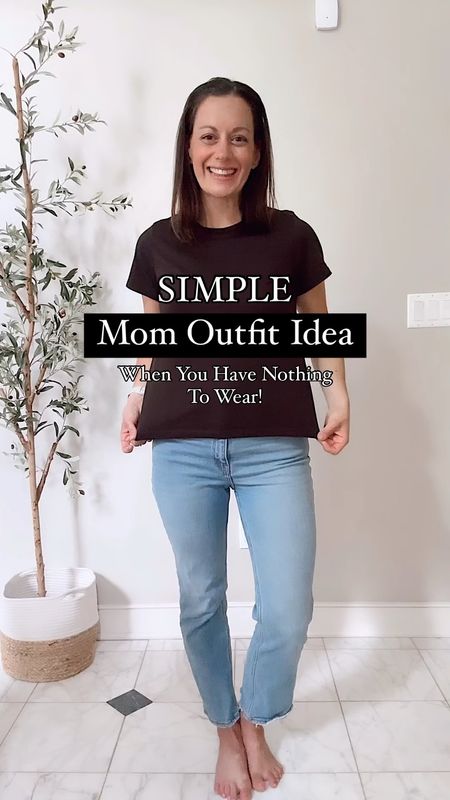Simple mom outfit idea when you have nothing to wear! Black tee, jeans, sandals, crossbody bag, gold jewelry and sunglasses! Easy spring outfit!

All run true to size.

#LTKfindsunder50 #LTKstyletip #LTKover40