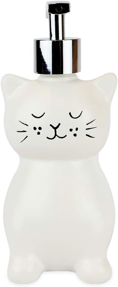 Isaac Jacobs White Ceramic Cat, Liquid Soap Pump/Lotion Dispenser with Chrome Metal Pump (Holds U... | Amazon (US)