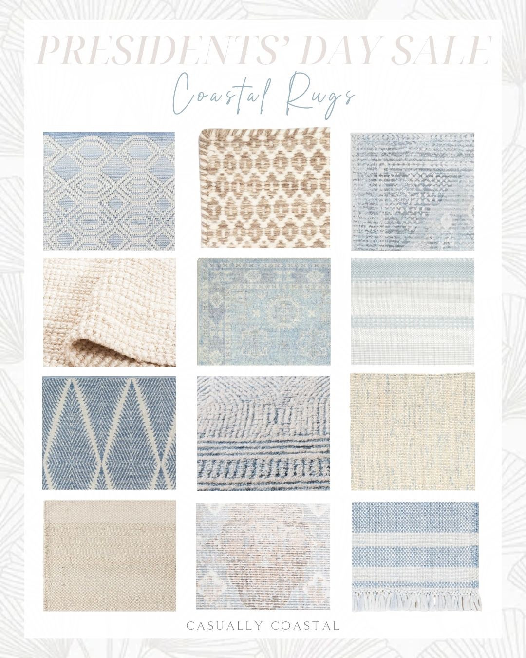 There are so many beautiful rugs on sale this President's Day weekend, many of which I have in my own home! 
-
Coastal Rugs, Neutral rugs, blue rugs, tan rugs, rug on sale, wayfair rugs, beige rugs, geometric rugs, wool/cotton rug, wool rugs, indoor/outdoor rugs, geometric indoor rug, 5x8 rugs, 2x3 rug, 8x10 rugs, 9x12 rugs, runners, 10x13 rugs, 4x6 rugs, 6x9 rugs, wool indoor rug, grey and blue rugs, hand woven jute tugs, solid color rug, hand tufted oriental indoor rug, striped rug, runner rug, flatweave area rug, handwoven jute rug, bordered jute off white rug, cushioned rug pads, beach house rugs, living room rugs, bedroom rugs, dining room rugs, entryway rugs, designer look for less, serena & lily look for less, blue striped rugs, natural rugs, presidents' day sales, coastal style rugs, coastal home decor

#LTKSaleAlert #LTKHome