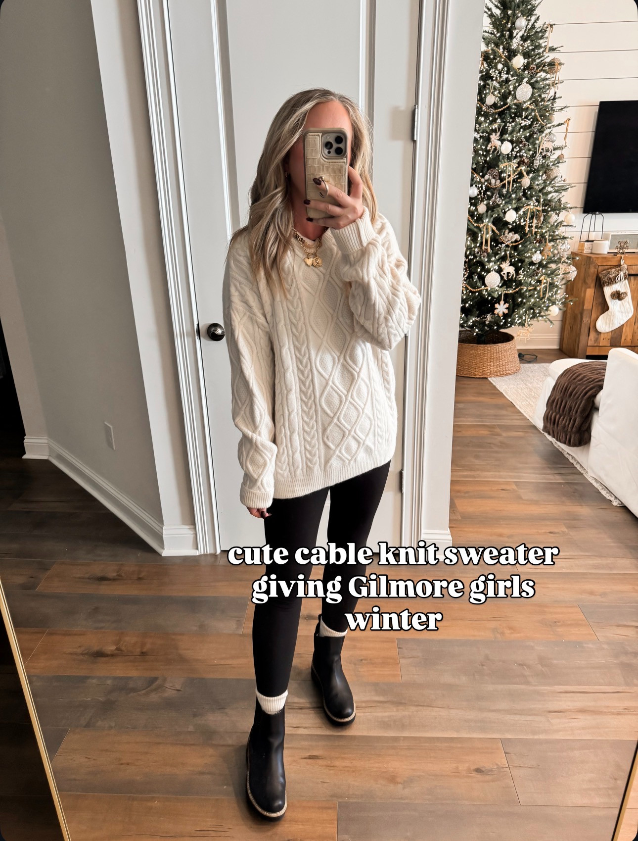 Feeling cozy this winter with this cute cable knit sweater! Perfect for those Gilmore Girls vibes. Stay warm and stylish! 

Winter style, Amazon fashion, cold weather look, sweater and leggings, chelsea boots, winter capsule wardrobe.
 

 #LTKootd #LTKSeasonal #LTKFindsUnder50