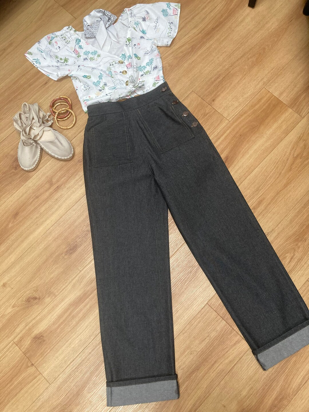 Vintage Style Jeans, 1940s/50s Denim Trousers Swing Pants/rockabilly / Pin Up - Etsy UK | Etsy (UK)